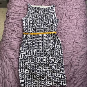 Navy and white pattern dress